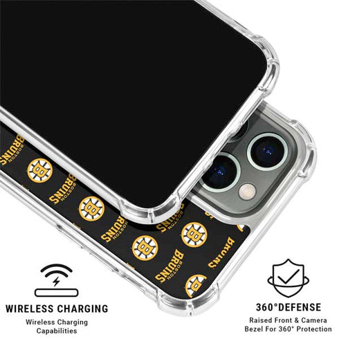 NHL Boston Bruins Pattern iPhone 15 Pro Clear Case